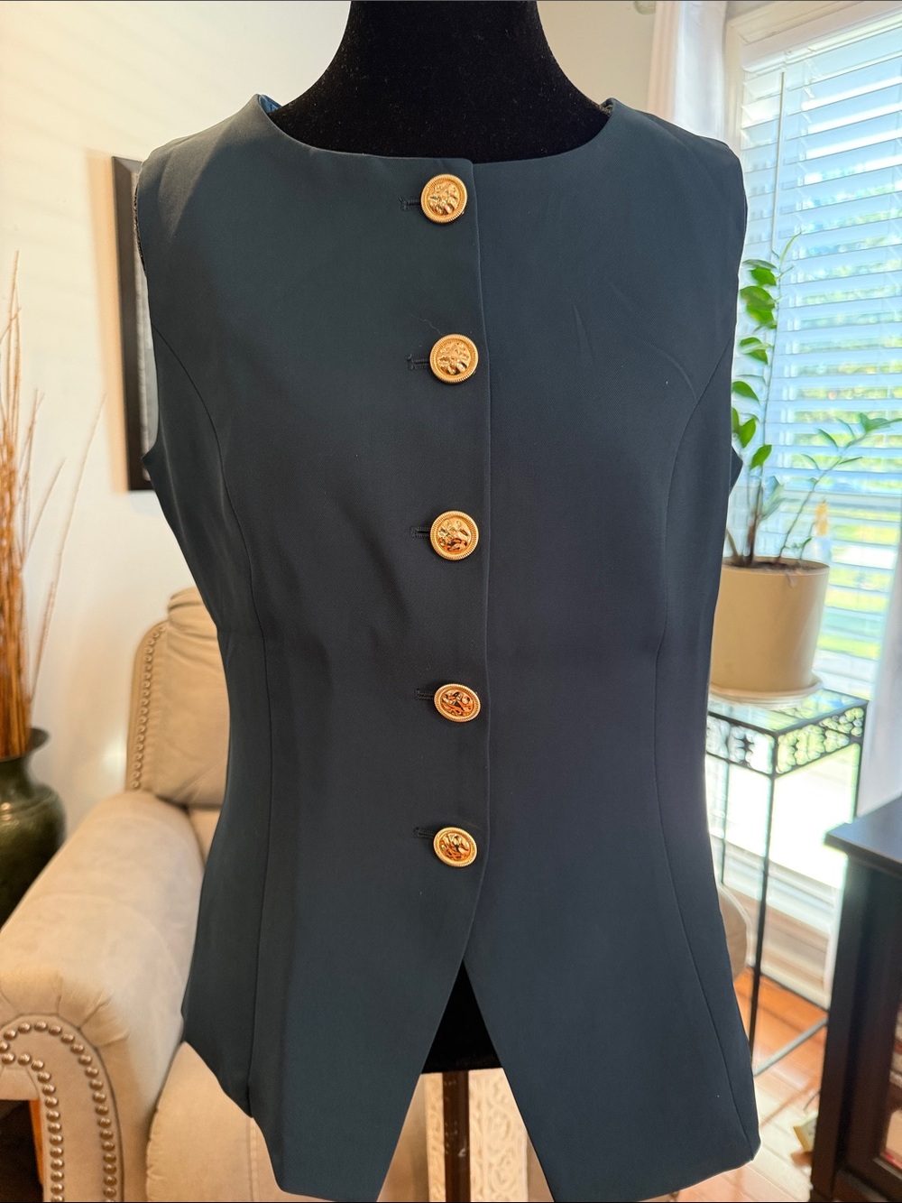 BTFBM Sleeveless Button Front Vest in Blue NWT